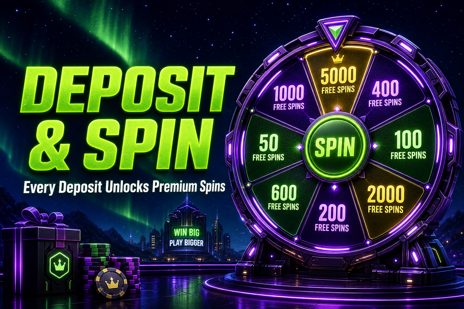 Deposit and spin the CasinOK prize wheel for premium free spins